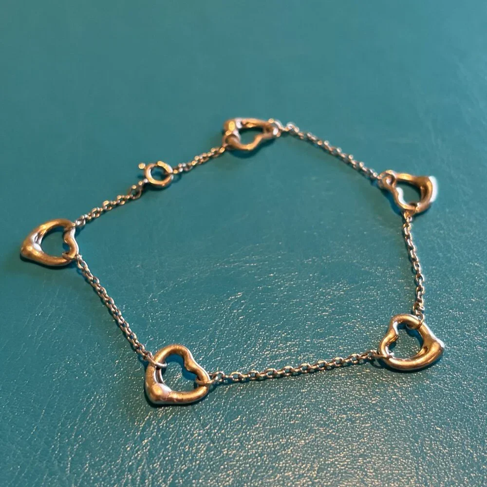 Tiffany & Co. Elsa Peretti Open Heart Link Bracelet Sterling Silver w/ Pouch - Picture 3 of 4